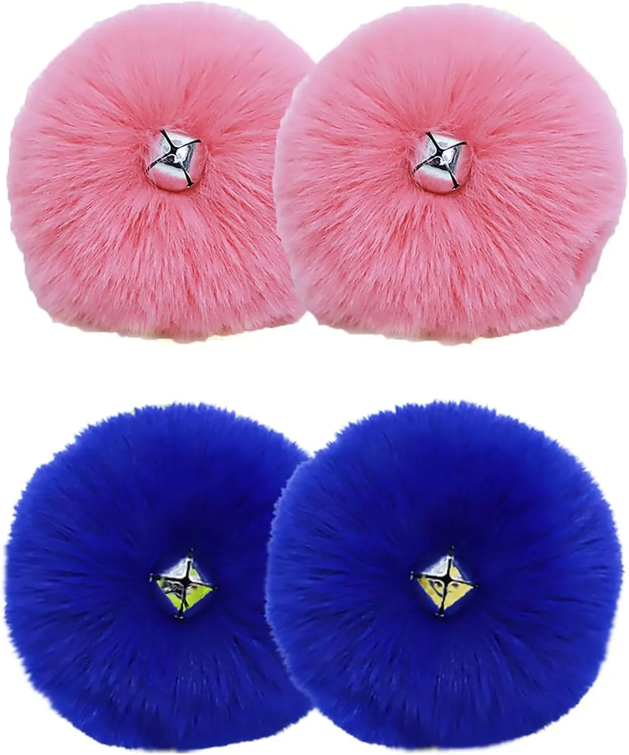 2 Pairs Roller Skate Pom Poms with Bells - Fluffy Shoe Lace Charms for Kids Girls, Non-Drop Skate Accessories