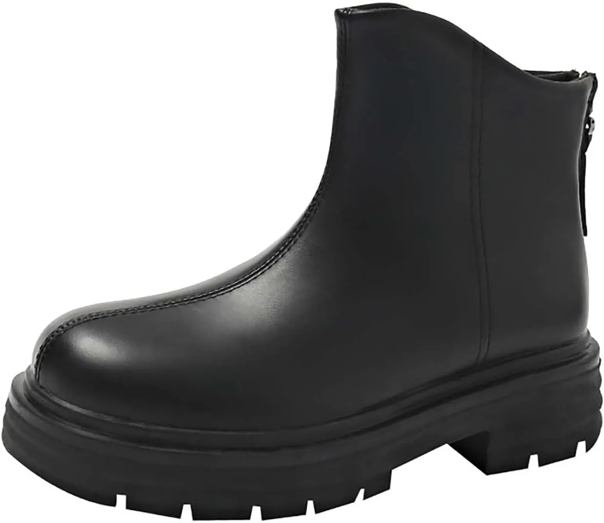 Ankle Booties Women Fall Boots Wide Booties for Women White Boots Ankle Womens Stacked Mid Heel Ankle Boots V Cut Back Zipper Leather Booties Walking Boot for Sprained Ankle Left Foot
