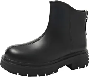 Ankle Booties Women Fall Boots Wide Booties for Women White Boots Ankle Womens Stacked Mid Heel Ankle Boots V Cut Back Zipper Leather Booties Walking Boot for Sprained Ankle Left Foot