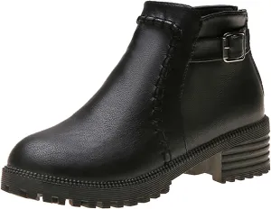 Ankle Boots for Women Comfy Winter Women's Low Heel Shoes Short Boots Round Toe Mid Heel Belt Buckle Women's Boots