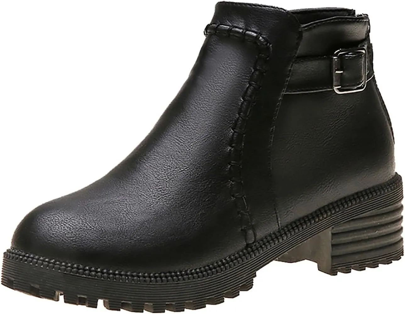 Ankle Boots for Women Comfy Winter Women's Low Heel Shoes Short Boots Round Toe Mid Heel Belt Buckle Women's Boots