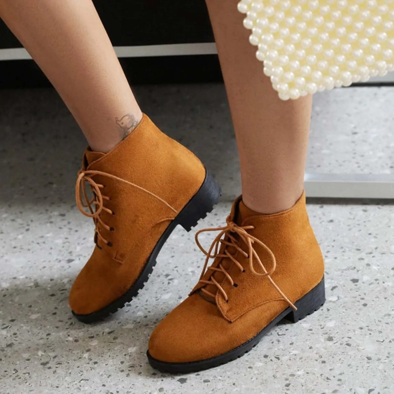 Ankle Boots for Women Womens Dress Booties Booties for Women Low Heel Work Boot Shoe Laces Men Closed Back Lightweight Breathable Pointed Toe Mid Heel Slip On
