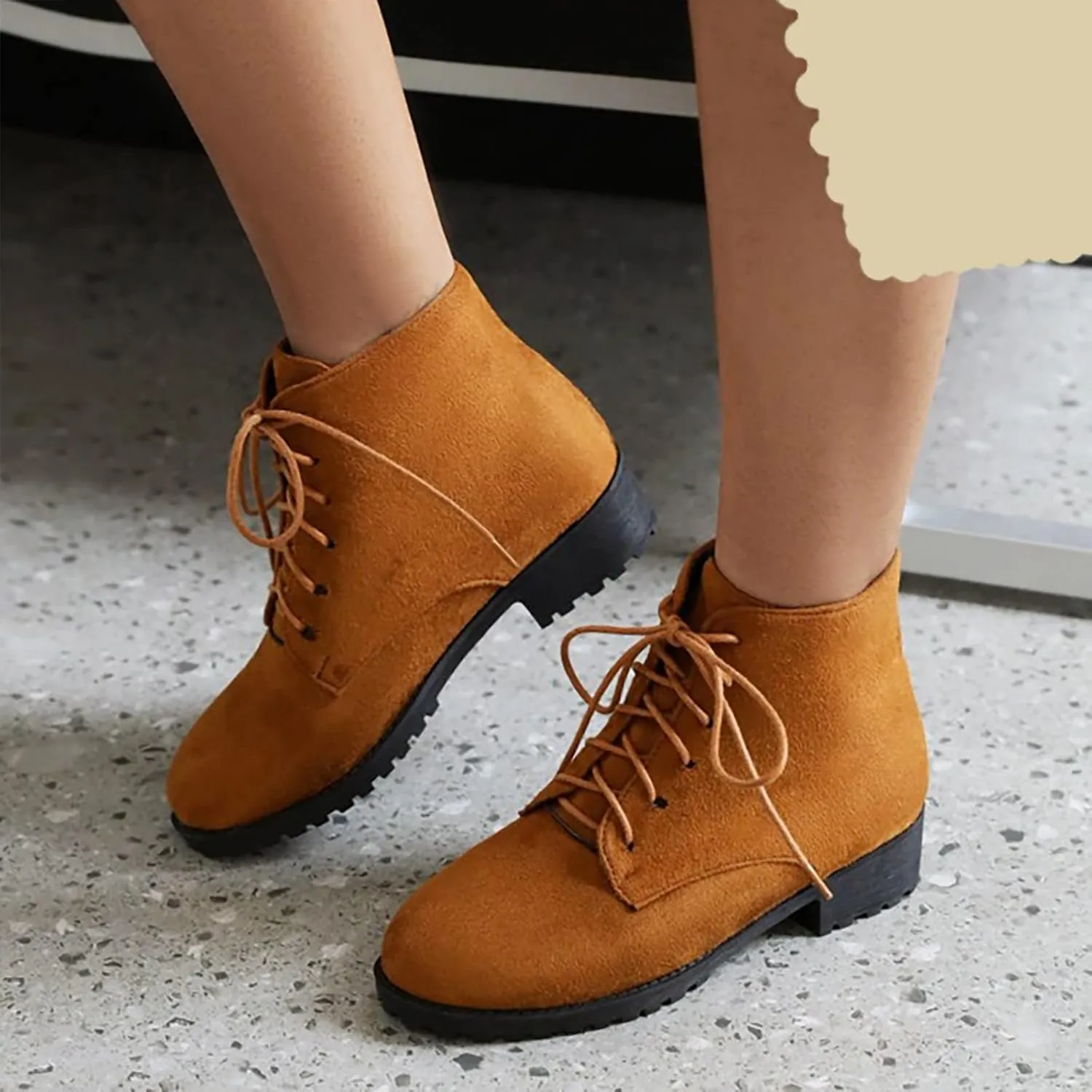 Ankle Boots for Women Womens Dress Booties Booties for Women Low Heel Work Boot Shoe Laces Men Closed Back Lightweight Breathable Pointed Toe Mid Heel Slip On
