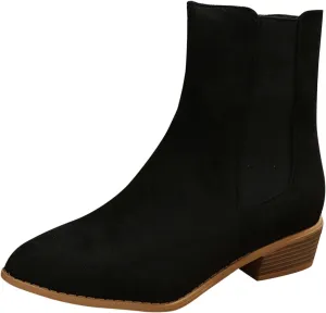 Ankle Cowboy Boots for Women Botas Mujer Heels Boots Leather Wedge Boots for Women Mens Black Round toe Ankle High Western Boots Wide Width Dress Booties for Women Plus Size