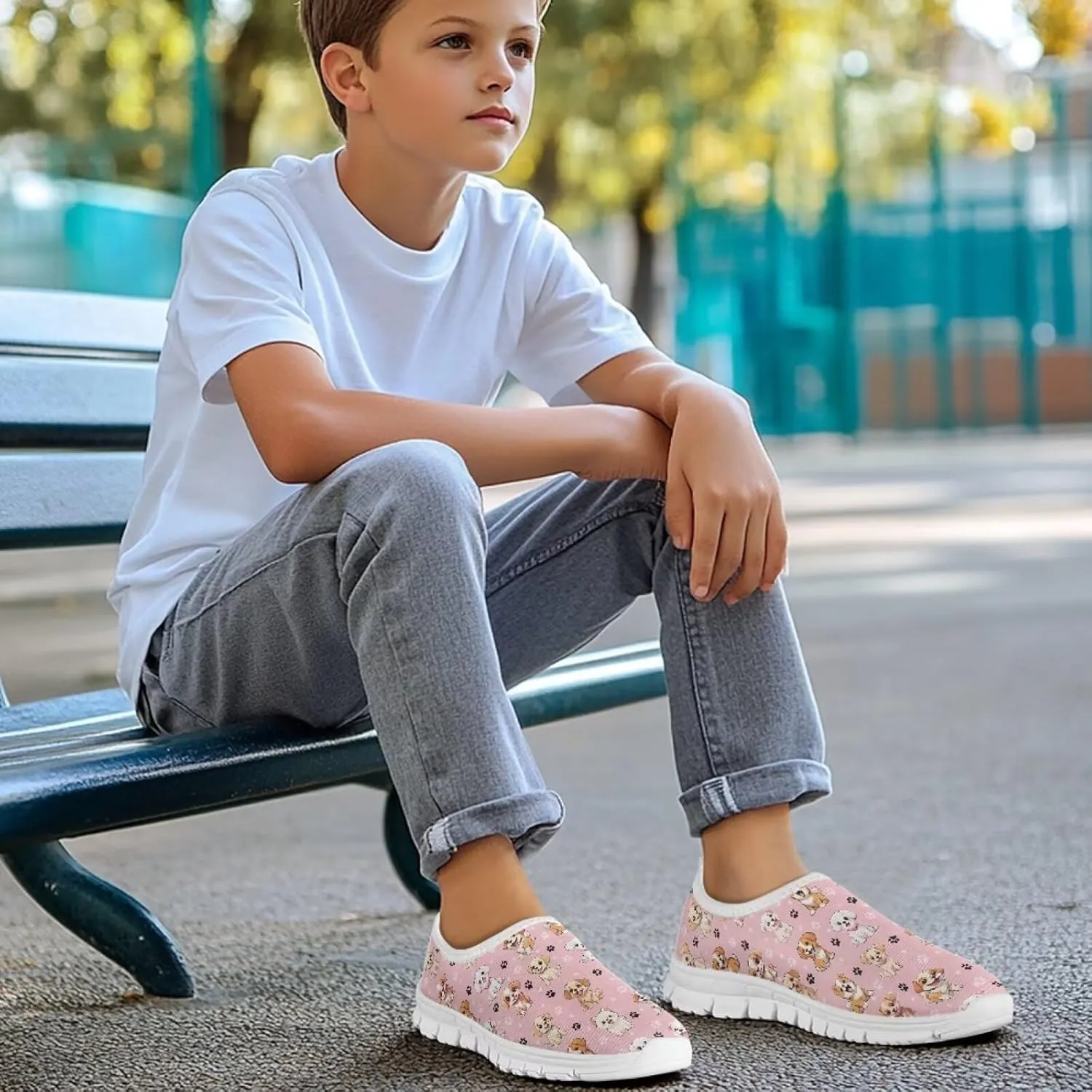 Athletic Footwear Sneakers Design Polyester Fabric Breathable Casual for Boys and Girls Comfortable