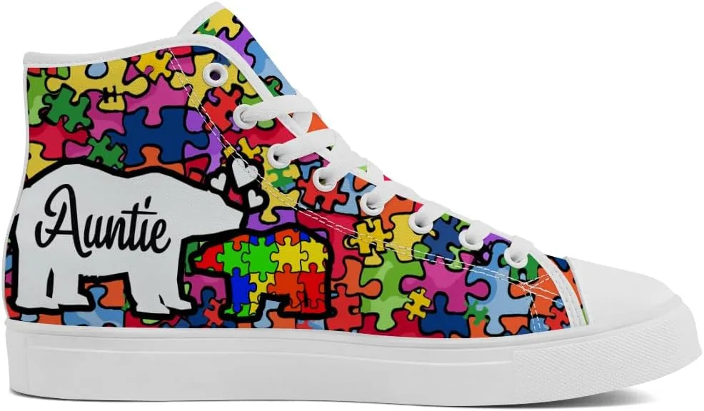 Autism Awareness High Top Shoes for Men Women Puzzle High Top Canvas Sneakers Casual Shoes Gifts for Dad Mom