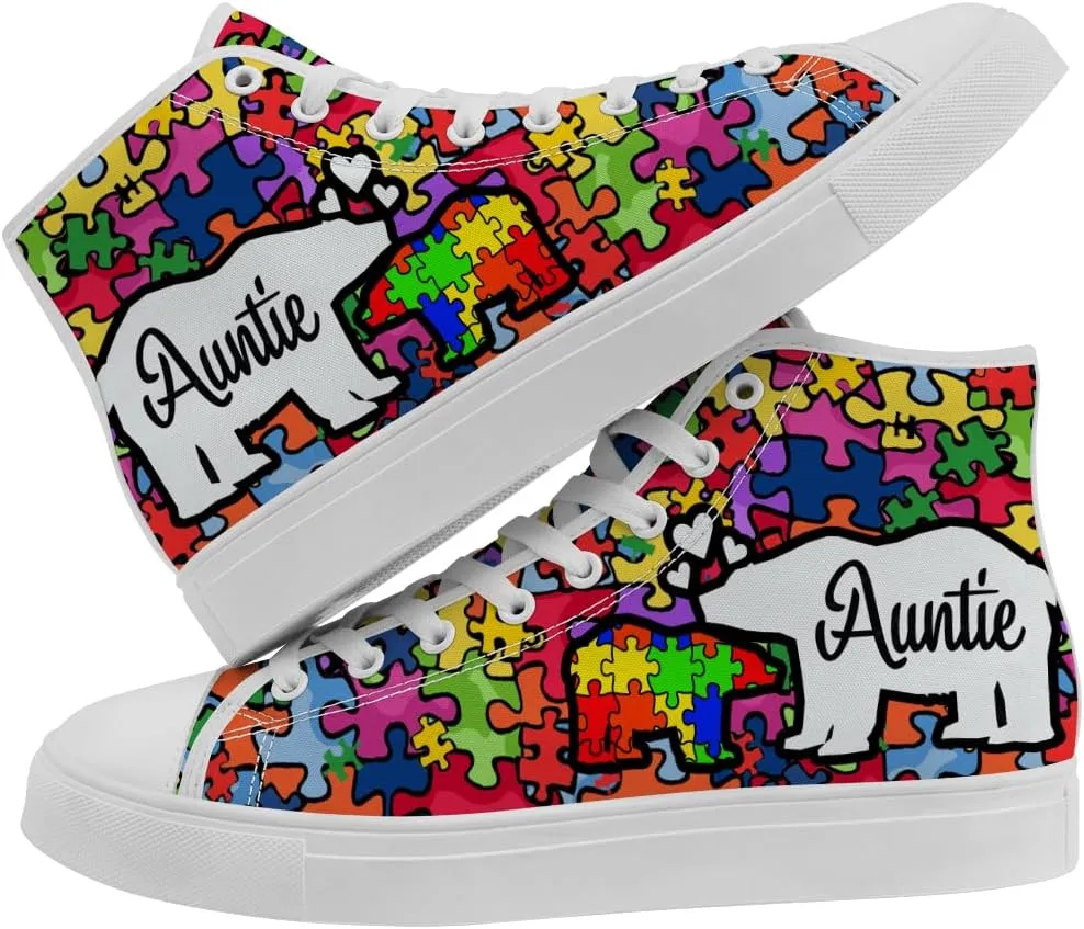 Autism Awareness High Top Shoes for Men Women Puzzle High Top Canvas Sneakers Casual Shoes Gifts for Dad Mom