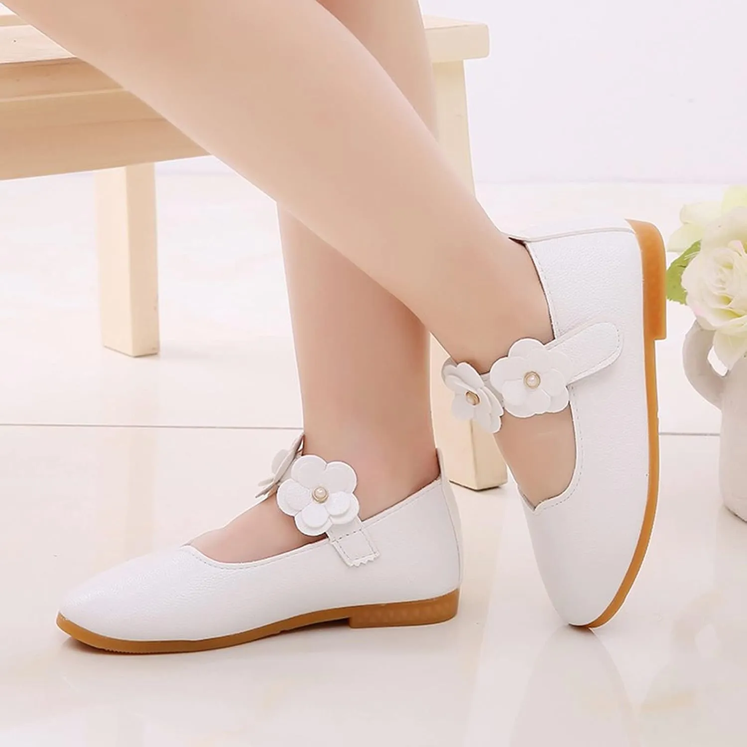Baby-Girls and Toddler Closed Toe Mary Jane Flat Little/Big Kids Casual Flower Ballet Flat niform tyle