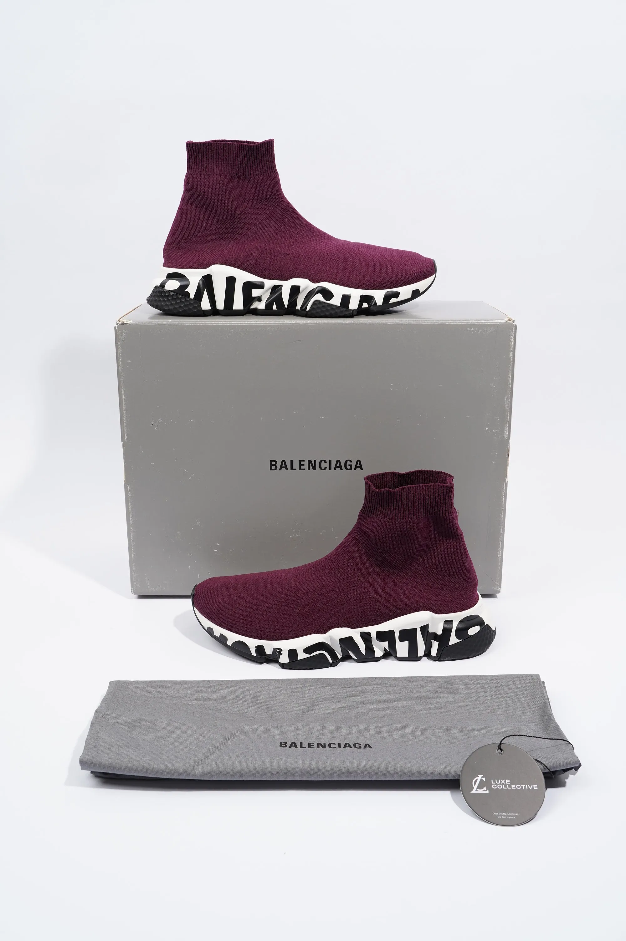 Balenciaga Mens Speed Plum / White / Black / Graffiti EU 39 / UK 5