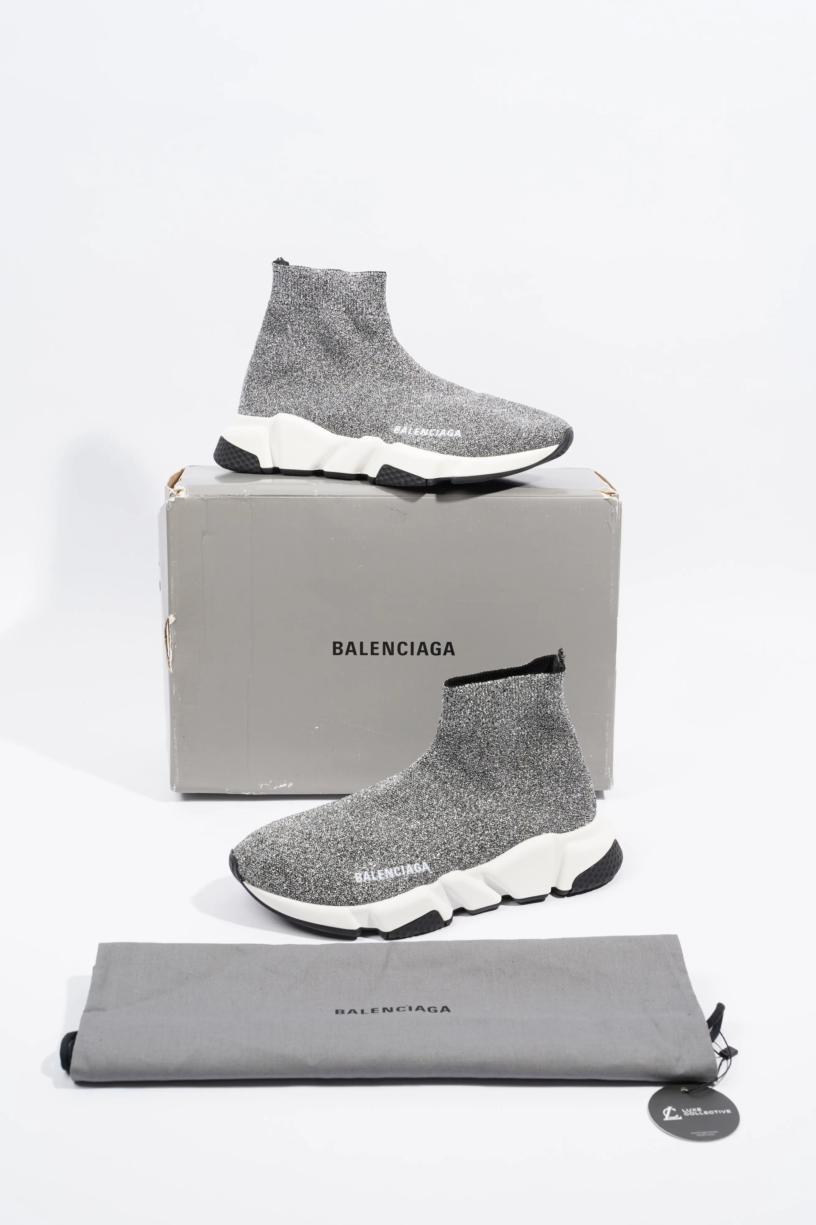 Balenciaga Speed Silver Glitter EU 38 / UK 5