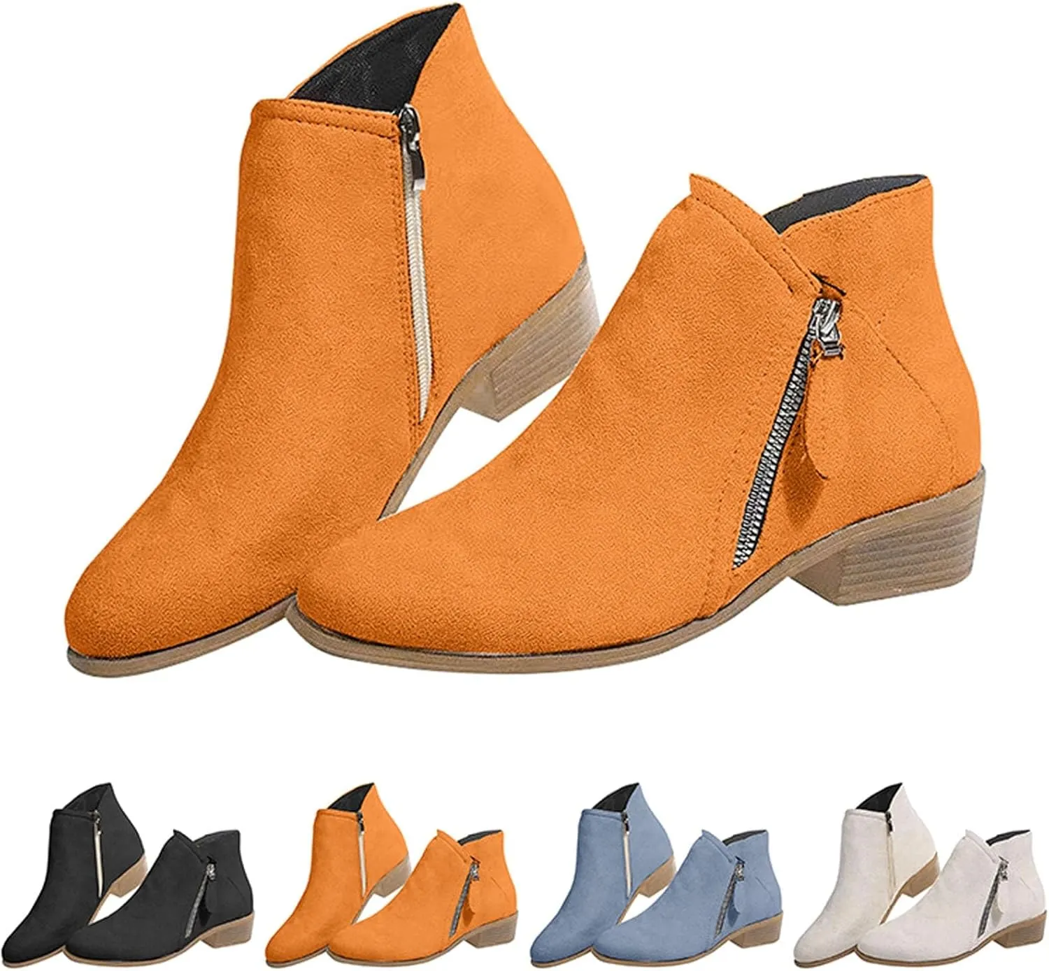 Black Cowboy Boots for Women Ankle Lace Up Boot for Women Ankle Booties Women Boots Ankle Dress Shoes for Women Solid Color Comfy Casual Square Toe Slip On Side Zipper