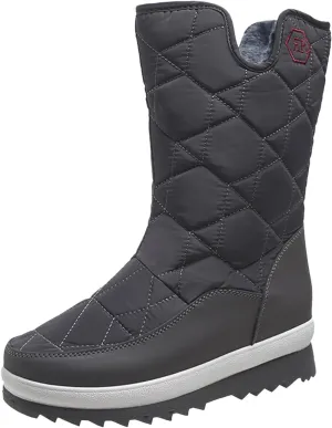 Black Snow Boots for Women Knee High Womens Knee High Winter Boots Leather Wide Calf Waterproof Snow Boots Women White Women Mid Calf Flat Leather Winter Boots Snow Boots for Extra Wide Feet