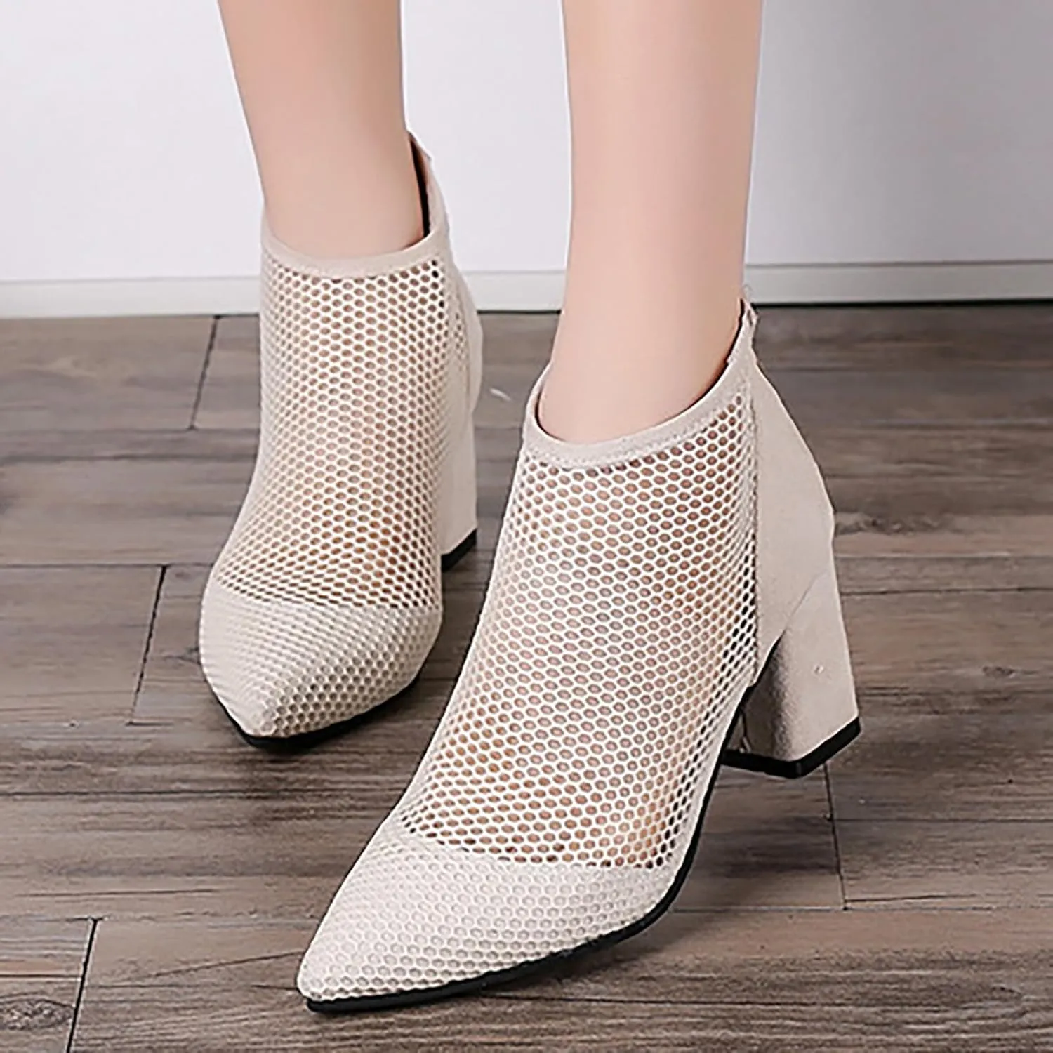 Boots for Women Chunky Heels Fashionable Women Ankle Boots Pointed Toe Chunky Heel Boots Pull On Boots For Women