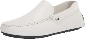 BOSS Men's Smooth Leather Moccasins with Rubber Outer Sole Loafer