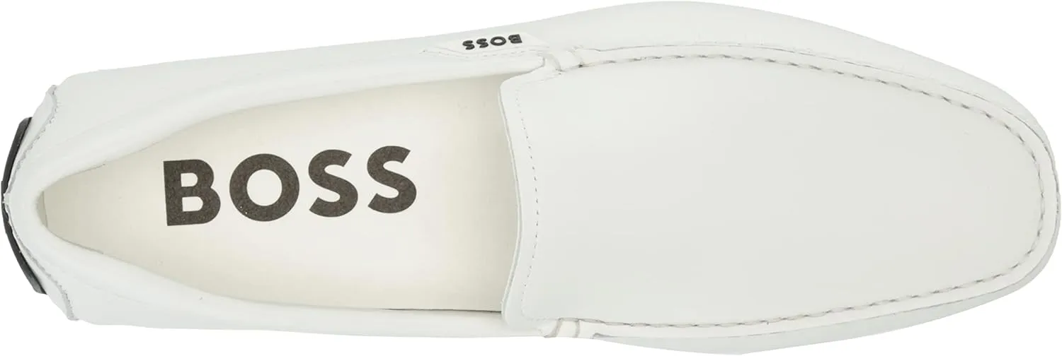 BOSS Men's Smooth Leather Moccasins with Rubber Outer Sole Loafer