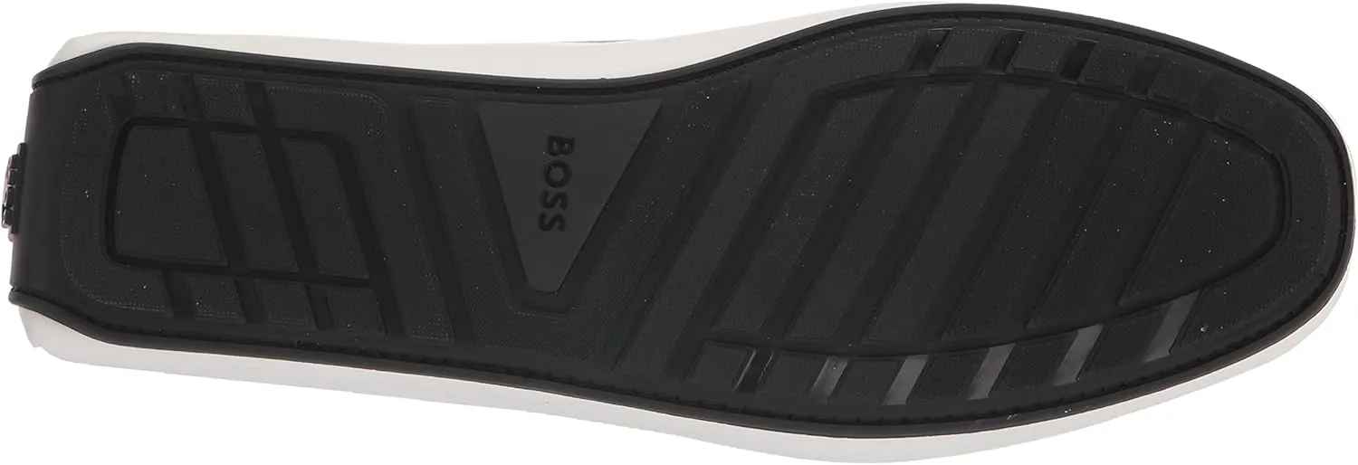BOSS Men's Smooth Leather Moccasins with Rubber Outer Sole Loafer