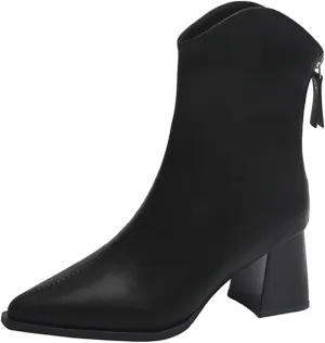 Botines Para Mujer Wide Boots Winter Heels Ladies Low Heel Boots Black Boots Ankle Grey Leather Booties Women Ankle Boots