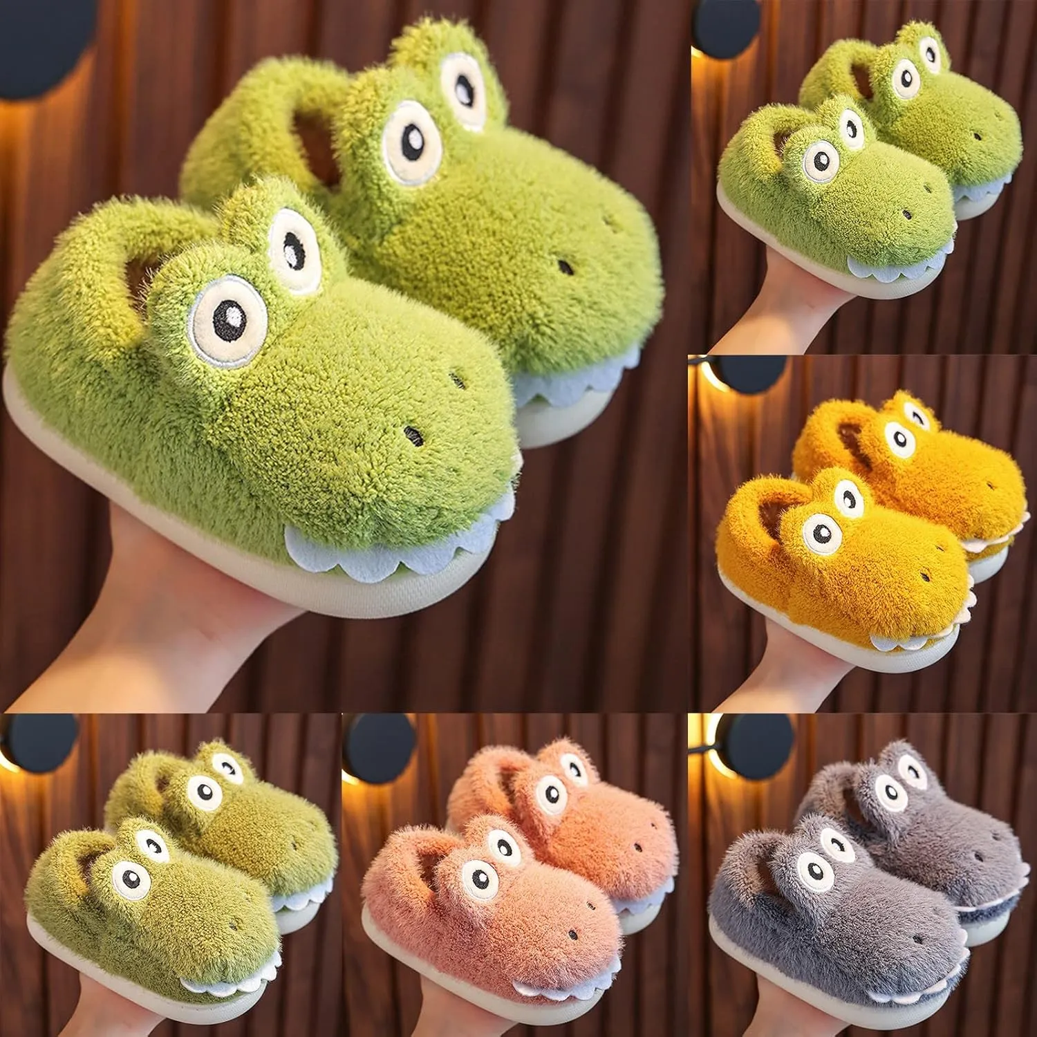 Boys Girls Dinosaur Slippers Kids Cute House Shoes for Toddler Plush Warm Non-Slip Indoor bedroom Winter Shoes