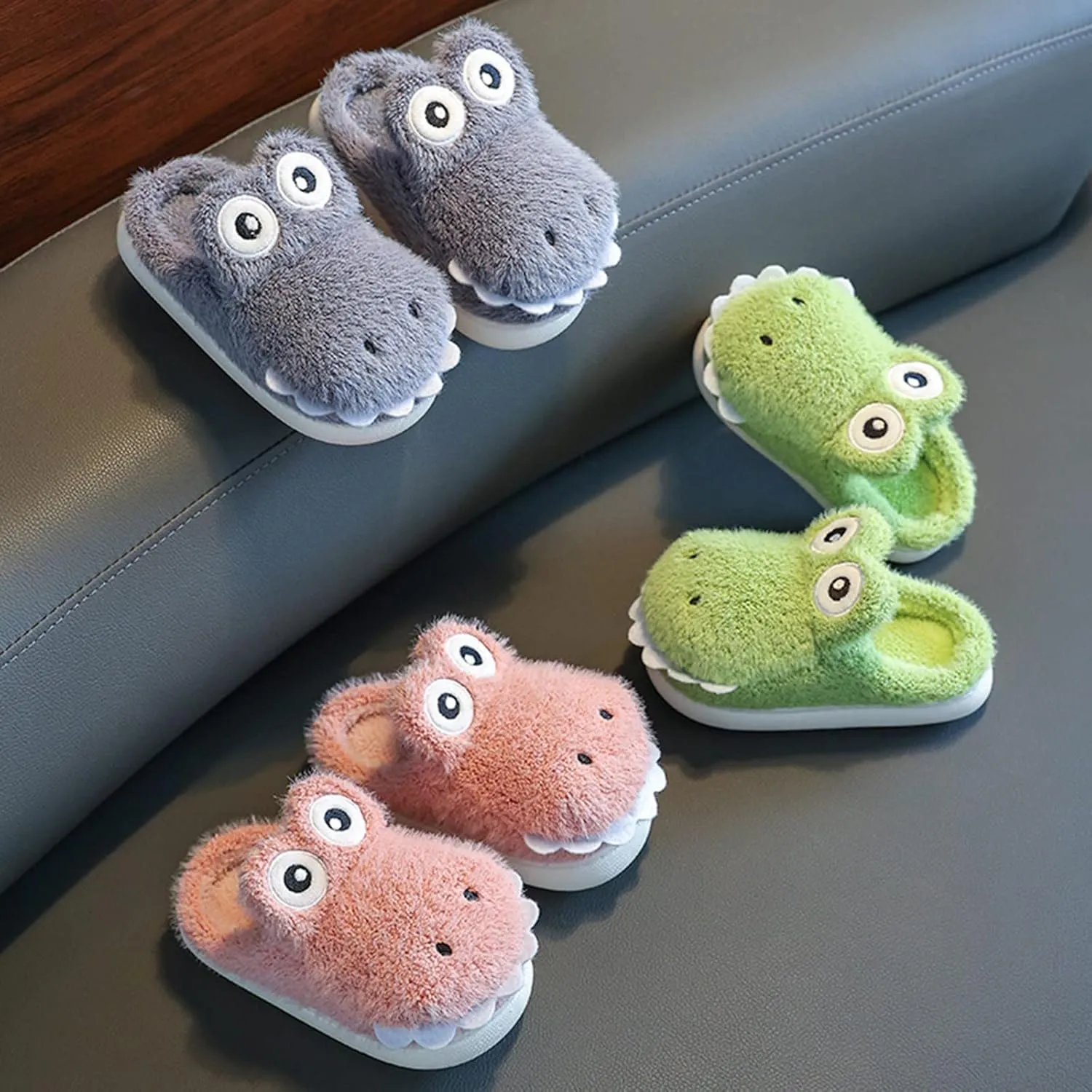Boys Girls Dinosaur Slippers Kids Cute House Shoes for Toddler Plush Warm Non-Slip Indoor bedroom Winter Shoes