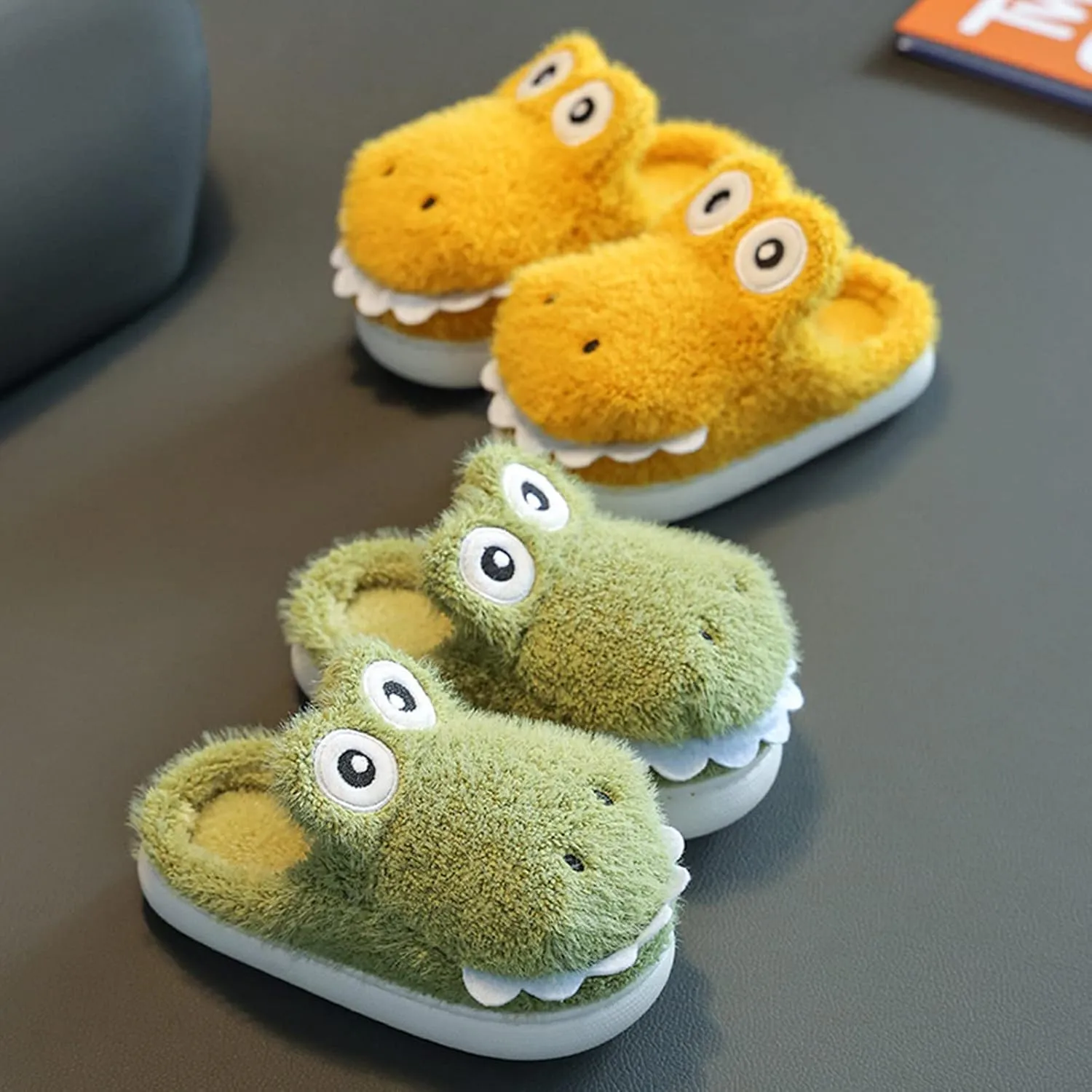 Boys Girls Dinosaur Slippers Kids Cute House Shoes for Toddler Plush Warm Non-Slip Indoor bedroom Winter Shoes