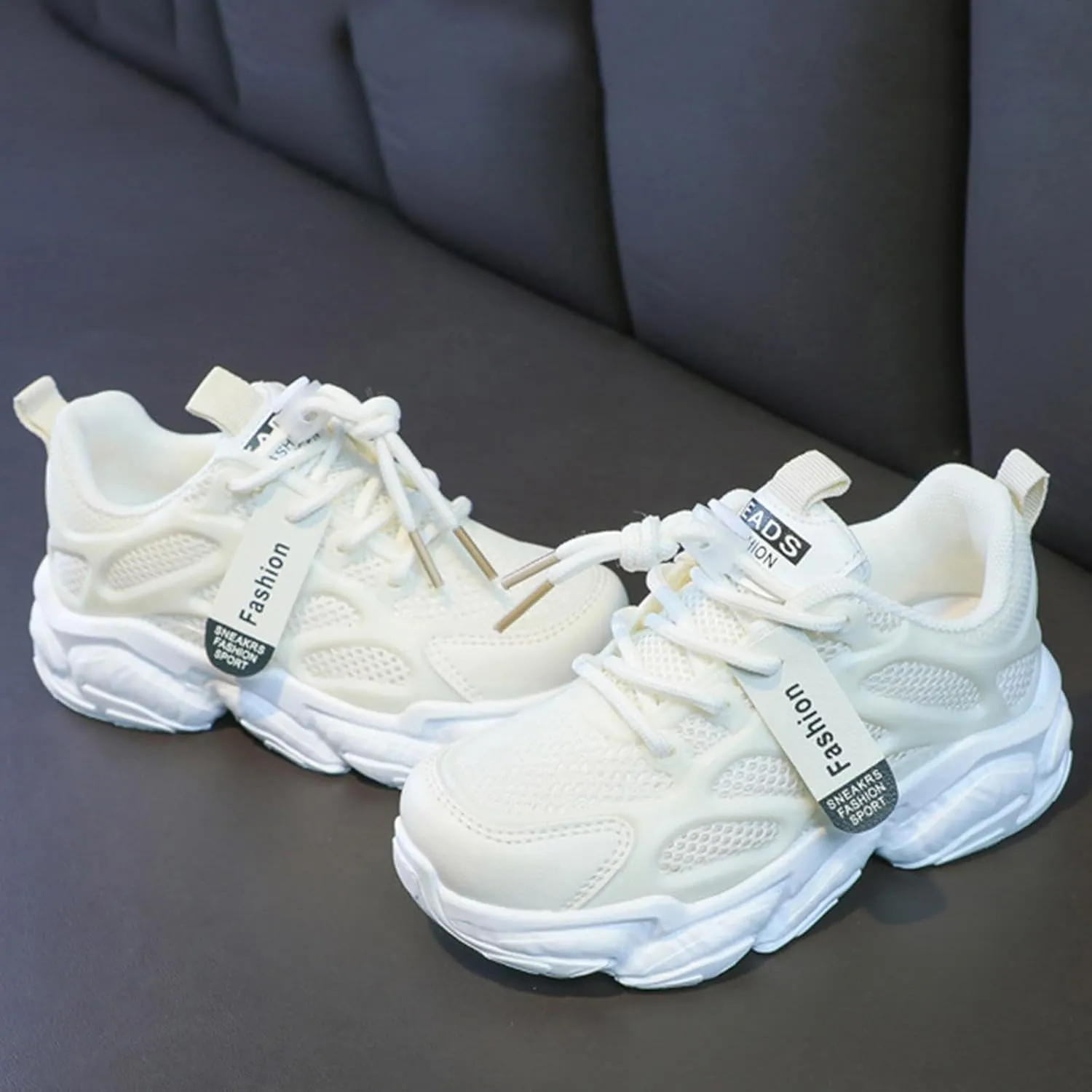 Boys Girls Sneakers Breathable Mesh Sport Shoes Lace Up Running Shoes Non Slip Tennis Shoes Soft Sole Walking Shoes