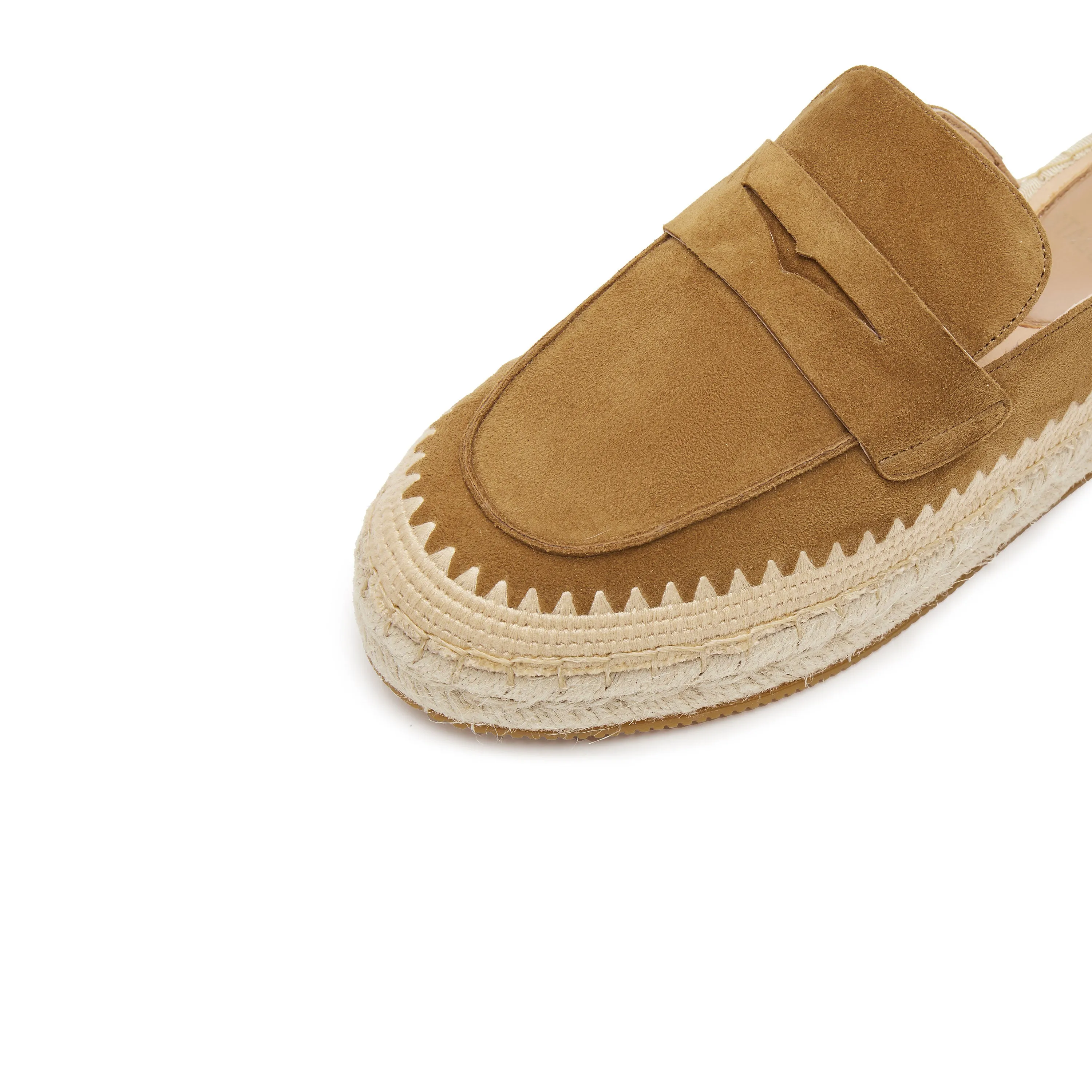 Brown Suede Slip On Espadrilles