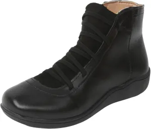 Cathalem Ankle Boots for Women Premium Orthopedic Boots Arch Support Leather Comfortable Side Zip Wedge Booties