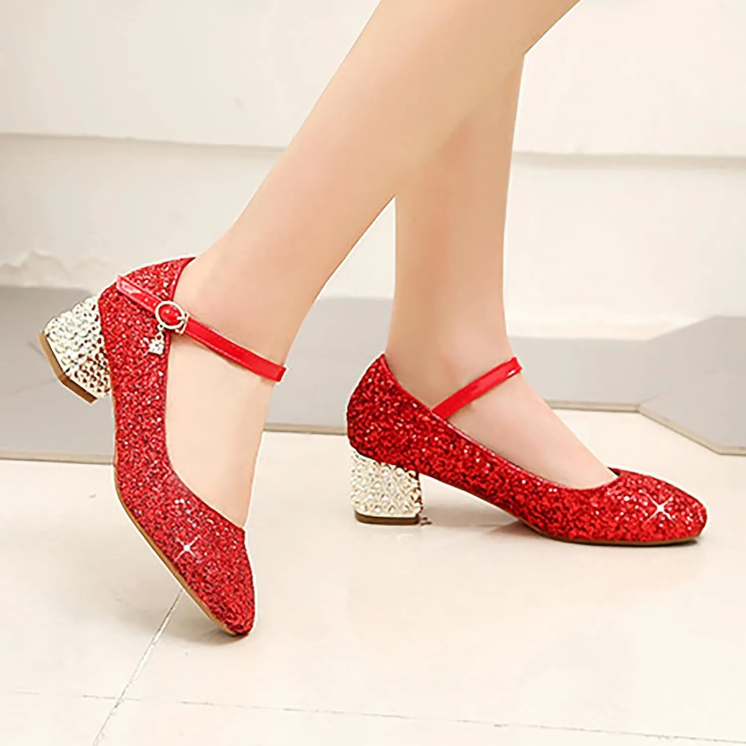 Children Girl Casual Shiny 4.5cm High Heel Shoes Closed Toe Hook and Loop Buckle Party Wedding 6 month baby girl outfit