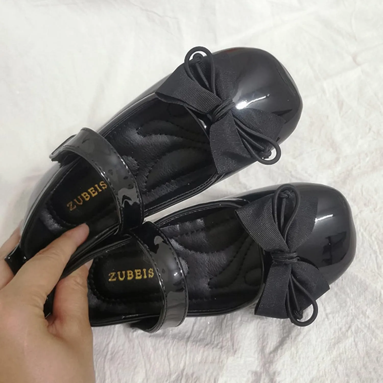Children Pearl Leather Shoes Fashion Single Shoes with Soft Soles Black Small Leather Shoes Mary Shoes for Girls Size 3