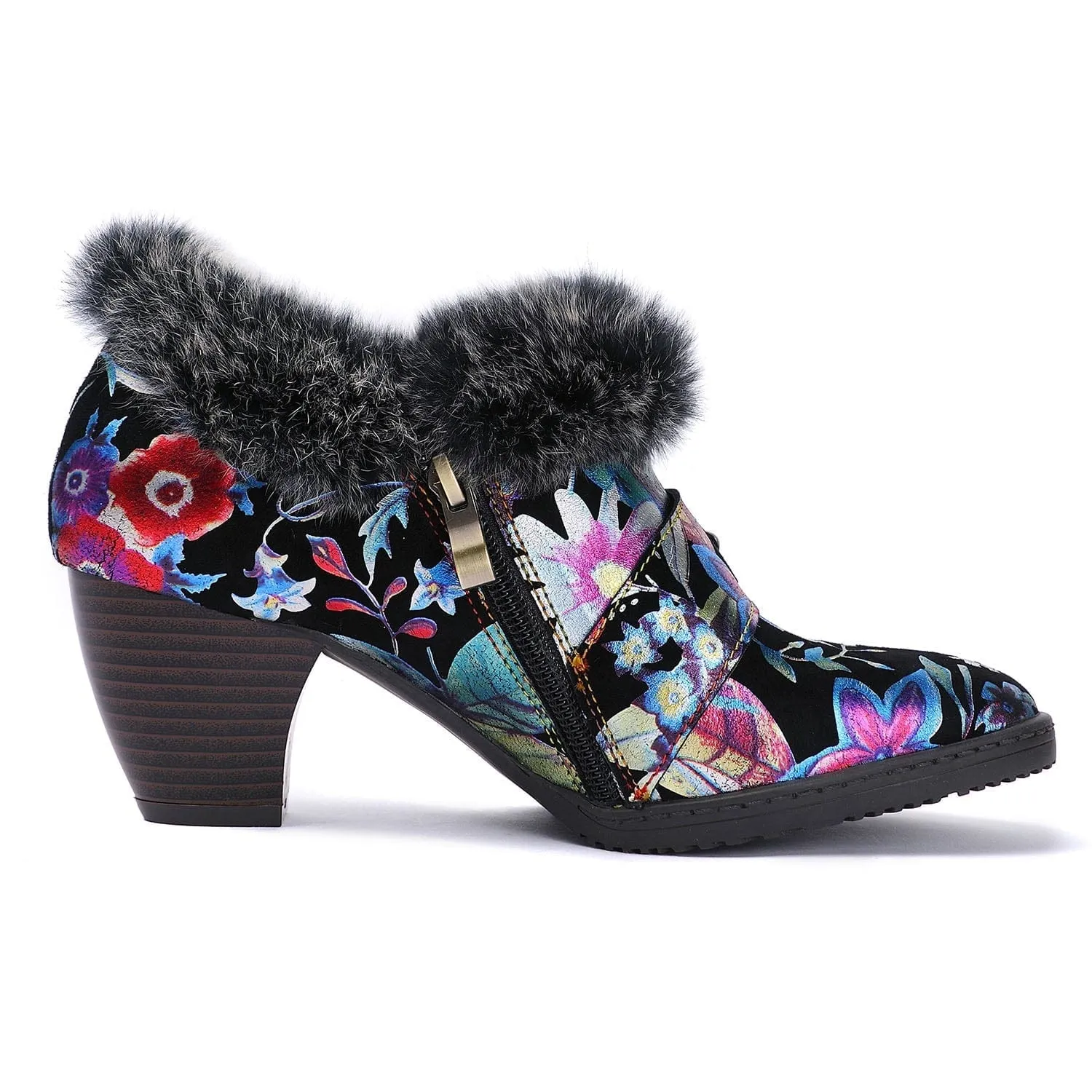 Colorful Comfortable Fur Collar Warm Pumps