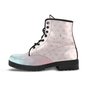 Combat Boots - Grunge Pink #101 | Aesthetic Shoes, Vegan Leather Handmade Lace Up Boots, Custom Shoes Boho, Vintage Style, Gift Idea