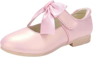 Cute Bowknot Girls Mary Jane Low Heel Dress Shoes Princess Elegant Flower Wedding Pary Ballet Pump Baptism Shoes