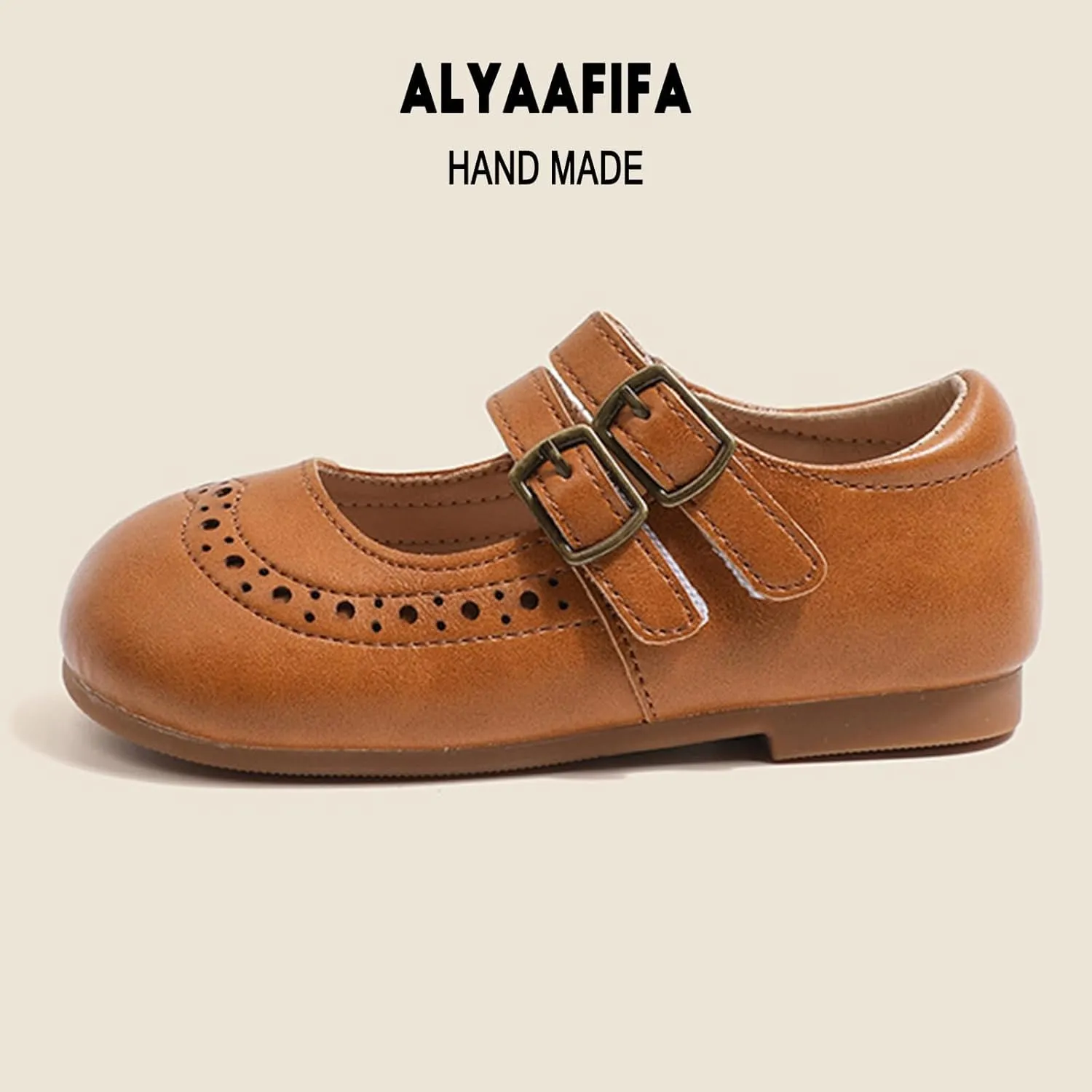 Cute Mary Jane Flats for Girls Closed Round Toe Ankle Strap Hook and Loop Pumps Toddler Little Kids Big Kid Casual Party School Uniform Dress Shoes Lightweight