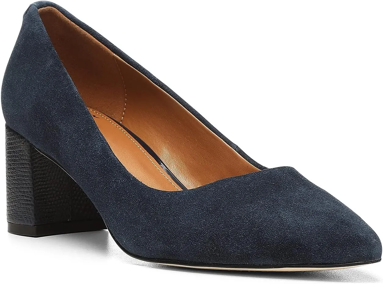 Donald Pliner Women's Stephani High Crepe Fabric ?C 2?? Block, Chunky Heels Dress Shoes, Classic Pump
