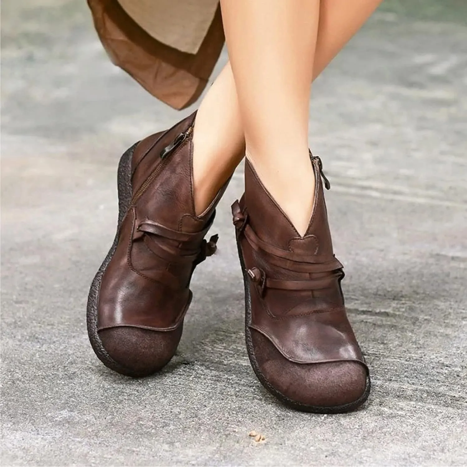 Dress Boots Women Red Ankle Boots Pointed Boots Womens Gray Boots Dressy Leather Ankle Boots for Women Low Heel Women's Ankle Boots Size 11 Wide Width