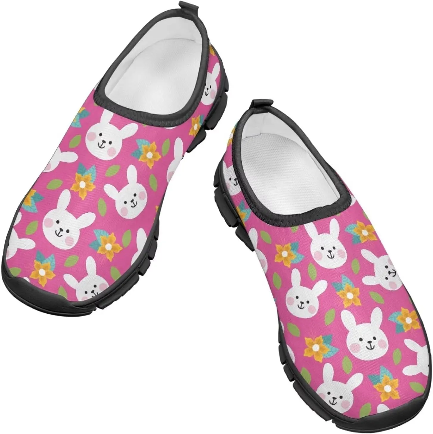 Easter Print Running Shoes Polyester Fabric Sneakers for Boys and Girls Breathable Casual Shoes Laceless Lightweight Shoes