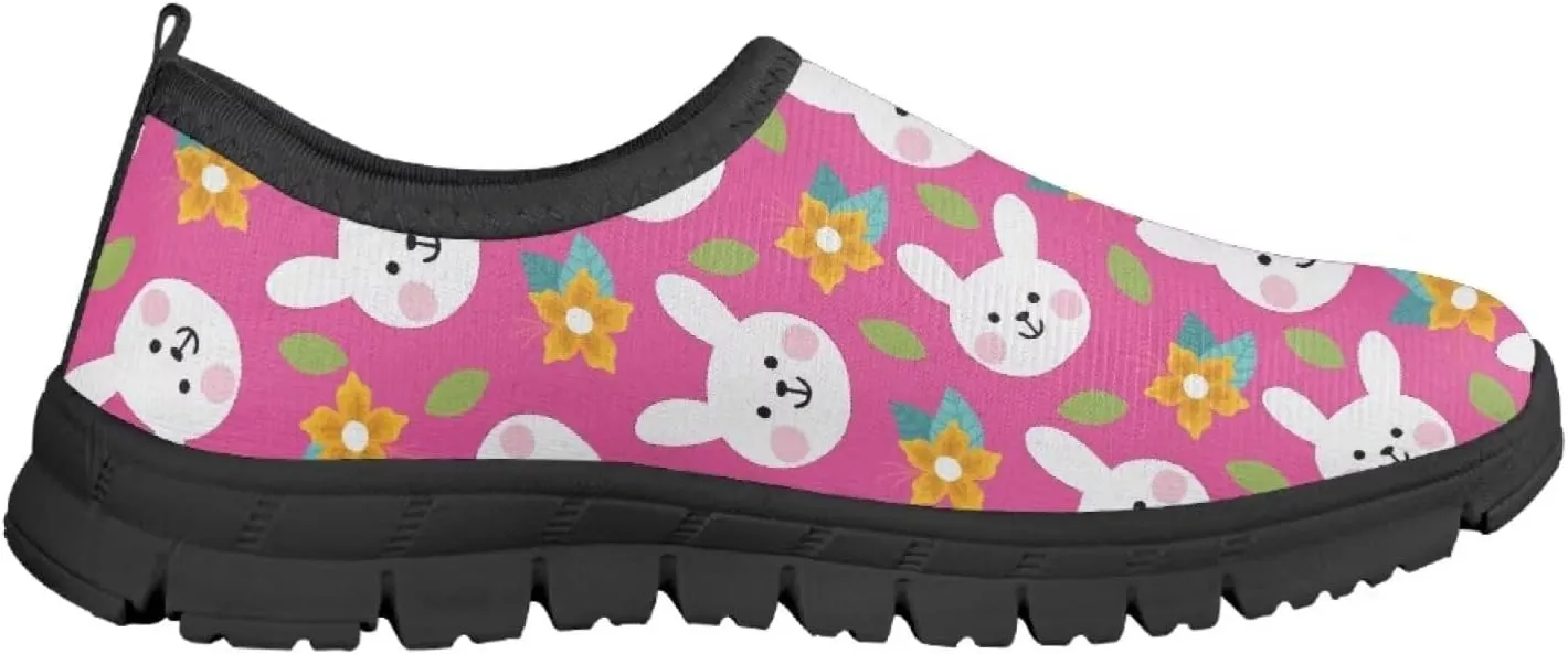 Easter Print Running Shoes Polyester Fabric Sneakers for Boys and Girls Breathable Casual Shoes Laceless Lightweight Shoes