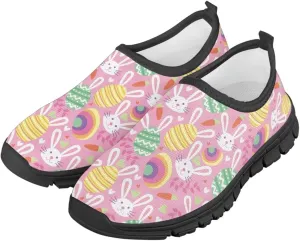 Easter Print Running Shoes Polyester Fabric Sneakers for Boys and Girls Breathable Casual Shoes Laceless Lightweight Shoes