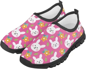 Easter Print Running Shoes Polyester Fabric Sneakers for Boys and Girls Breathable Casual Shoes Laceless Lightweight Shoes