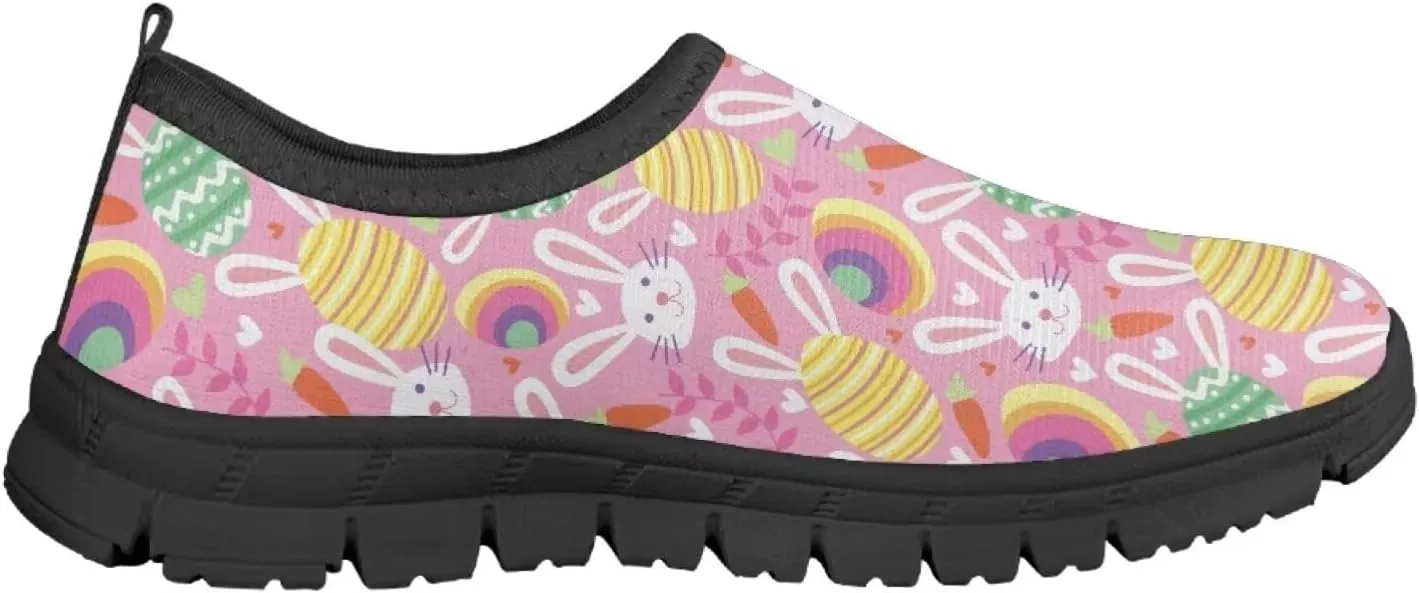 Easter Print Running Shoes Polyester Fabric Sneakers for Boys and Girls Breathable Casual Shoes Laceless Lightweight Shoes