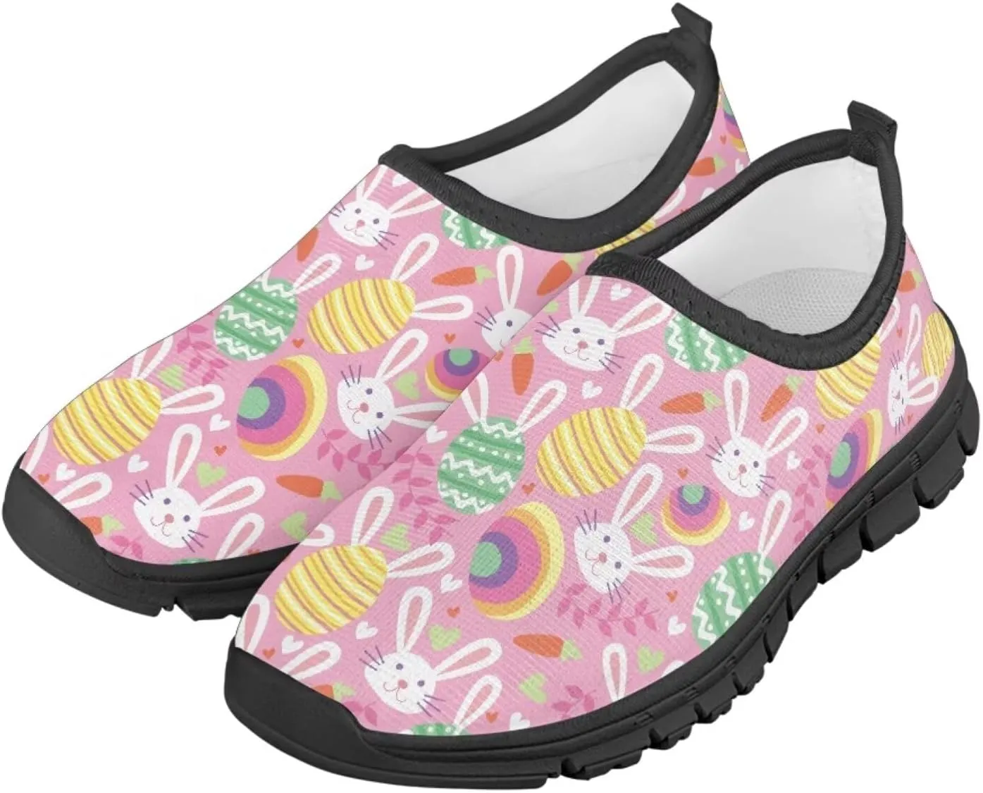 Easter Print Running Shoes Polyester Fabric Sneakers for Boys and Girls Breathable Casual Shoes Laceless Lightweight Shoes