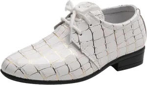 Fashion All Seasons Boys Leather Shoes Pointed Toe Low Heel Lace Up Leather Grain Comfortable Dress Toddler Size 5 Shoes