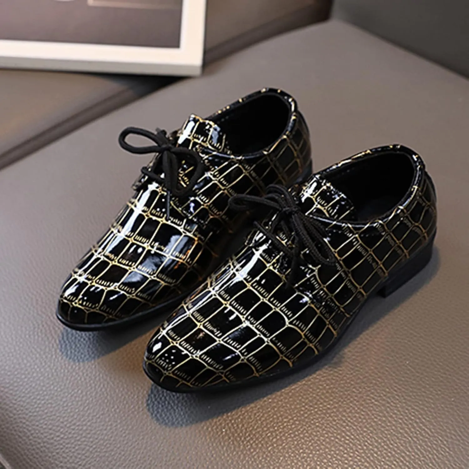 Fashion All Seasons Boys Leather Shoes Pointed Toe Low Heel Leather Grain Comfortable Dress Dance Toddler Girls Shoes