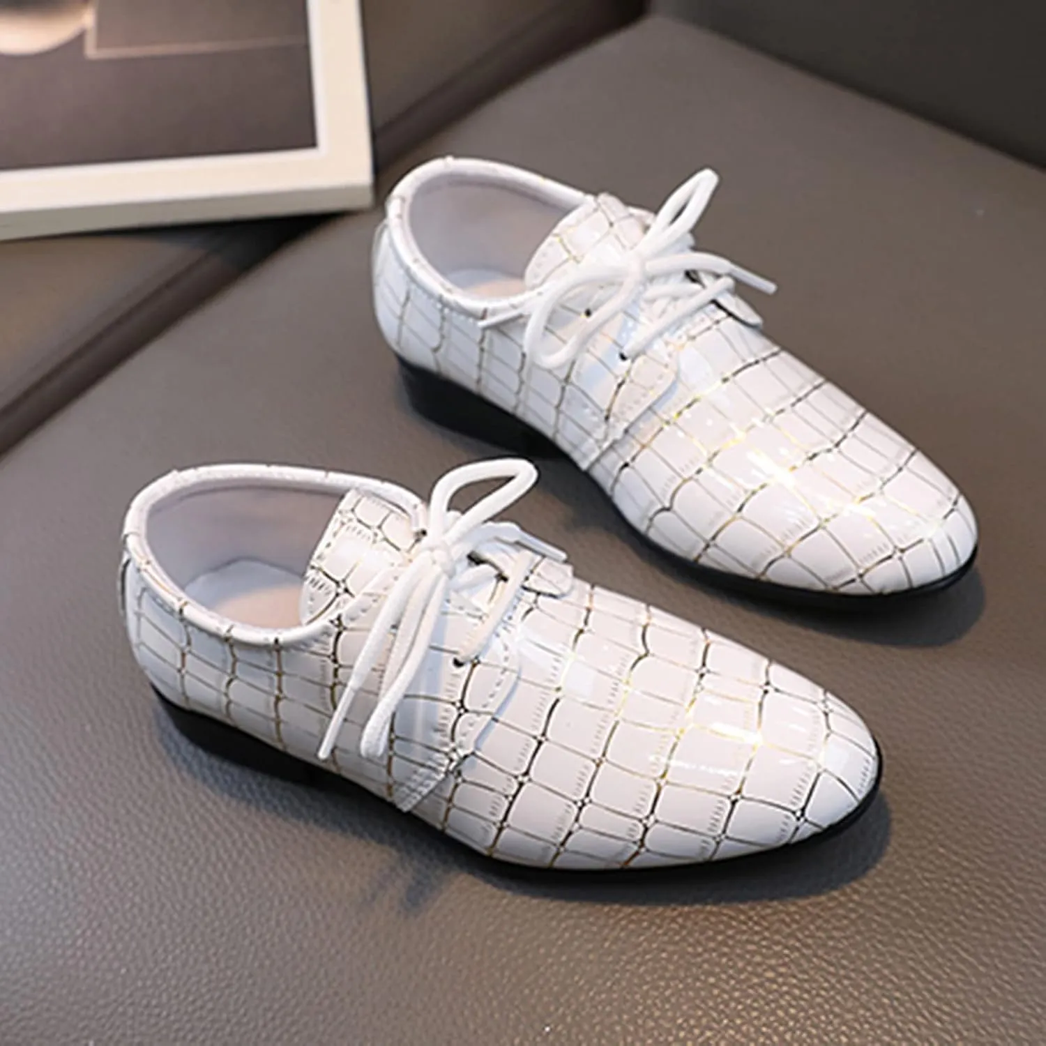 Fashion All Seasons Boys Leather Shoes Pointed Toe Low Heel Leather Grain Comfortable Dress Dance Toddler Girls Shoes