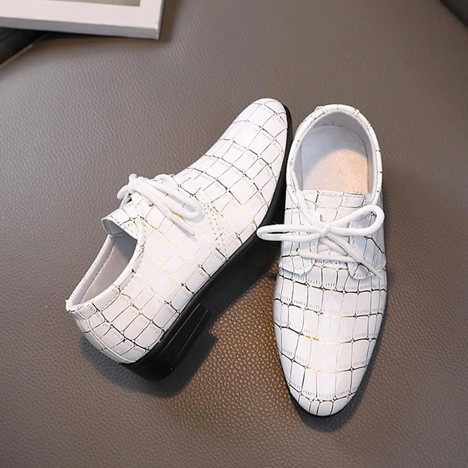 Fashion All Seasons Boys Leather Shoes Pointed Toe Low Heel Leather Grain Comfortable Dress Dance Toddler Girls Shoes