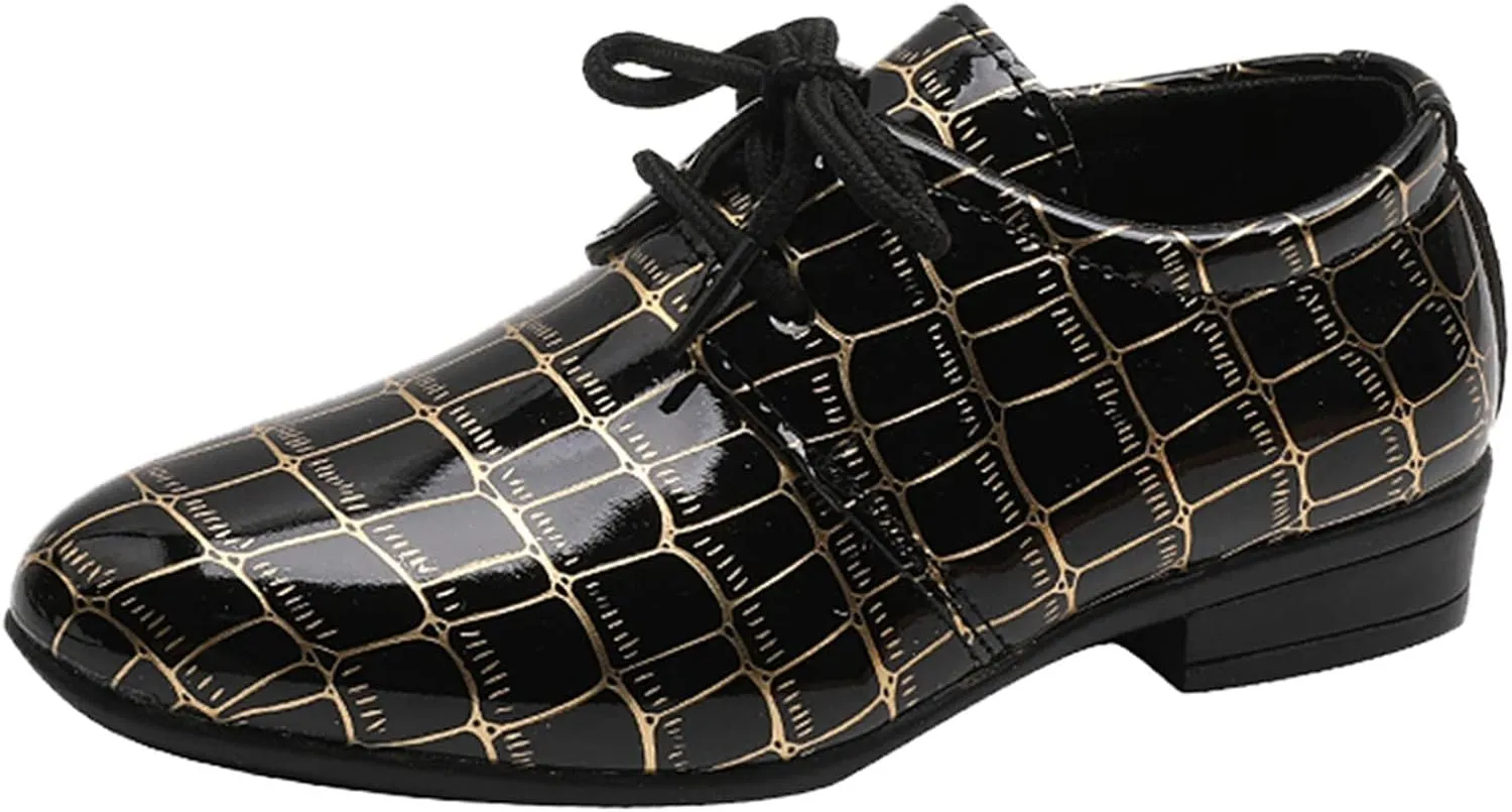 Fashion All Seasons Boys Leather Shoes Pointed Toe Low Heel Leather Grain Comfortable Dress Dance Toddler Girls Shoes