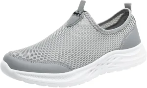 Fashion Summer Men Breathable Mesh Shallow Lace Up Casual Shoes Sneaker Odor Eliminator for Men's Sneaker (Grey, 9.5)