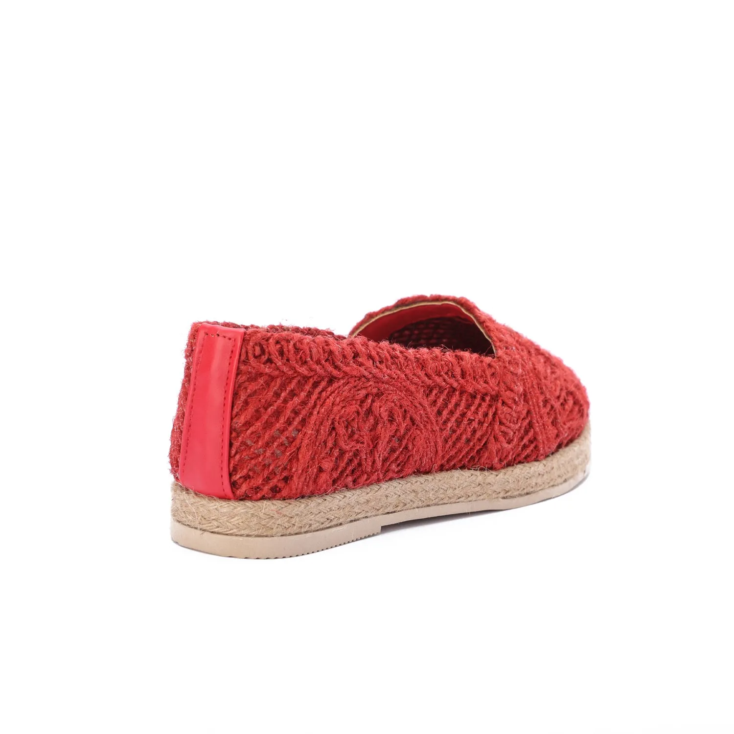 Flat Sole Slip-On Espadrilles-Red