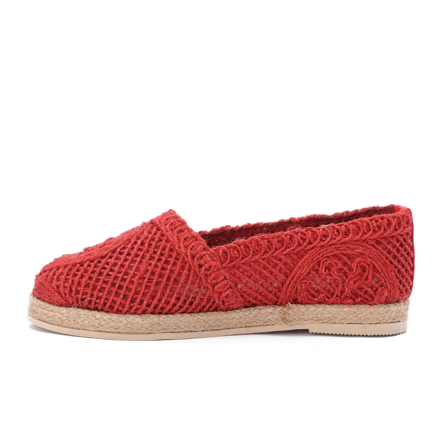 Flat Sole Slip-On Espadrilles-Red