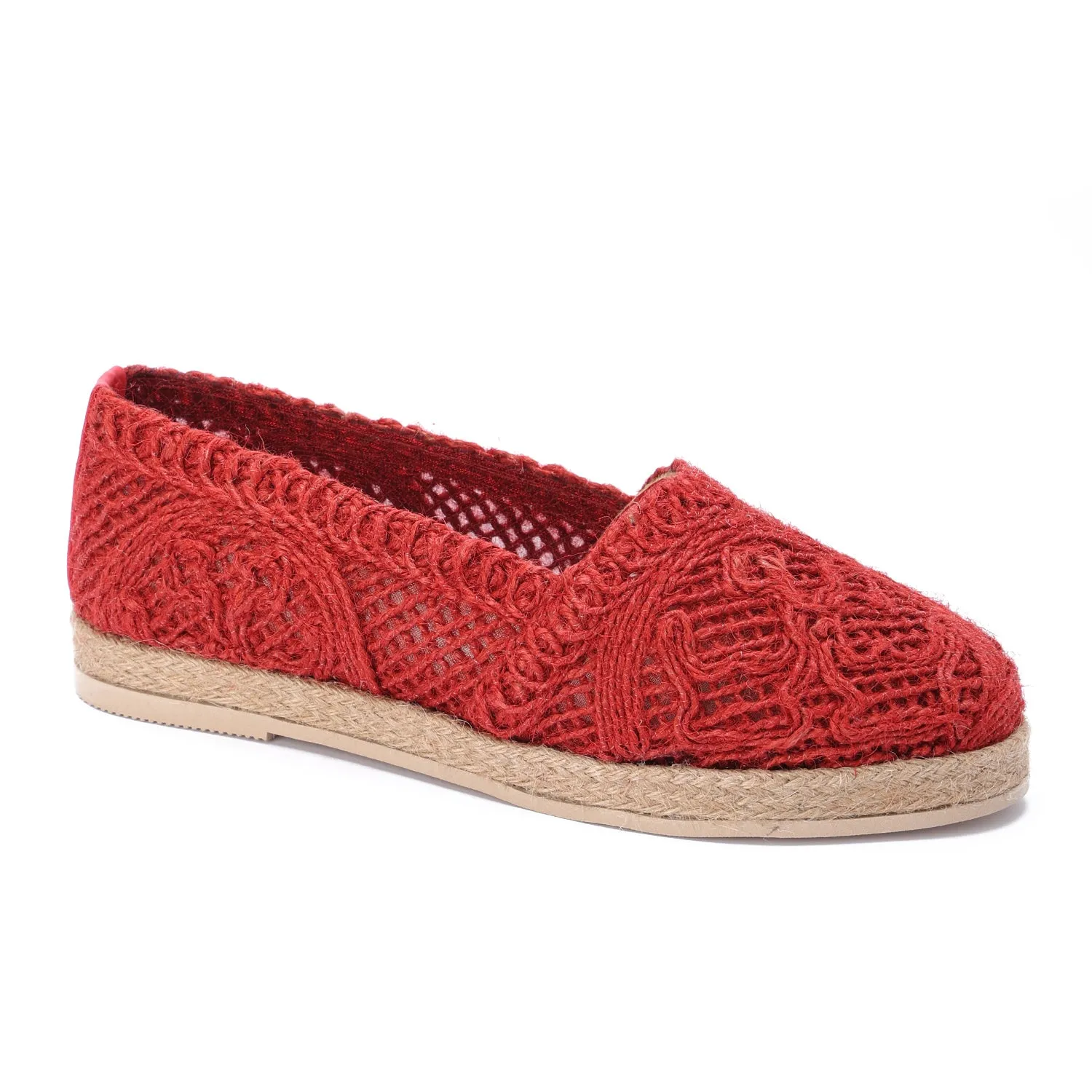 Flat Sole Slip-On Espadrilles-Red